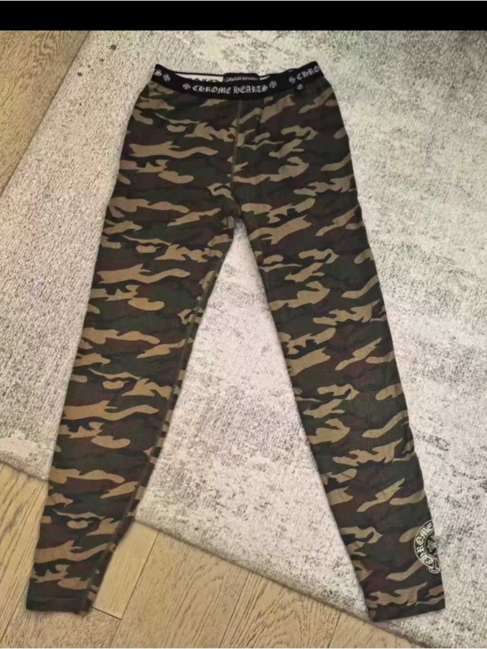 Chrome Hearts Olive Green Camo Leggings with Branded Waistband